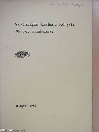 Az Országos Széchényi Könyvtár 1988. évi munkaterve