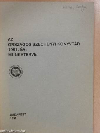 Az Országos Széchényi Könyvtár 1991. évi munkaterve