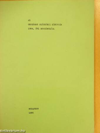 Az Országos Széchényi Könyvtár 1984. évi beszámolója