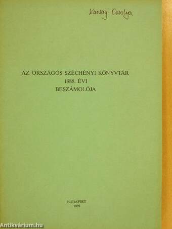 Az Országos Széchényi Könyvtár 1988. évi beszámolója