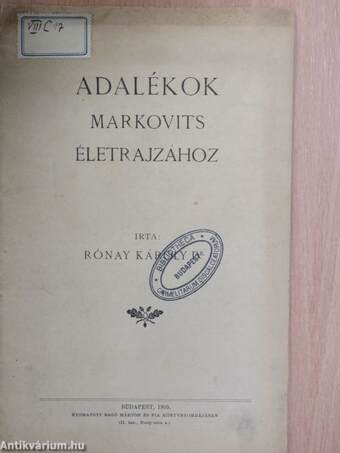 Adalékok Markovits életrajzához