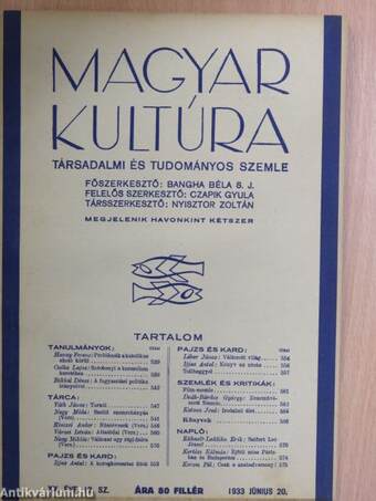 Magyar Kultúra 1933. június 20.