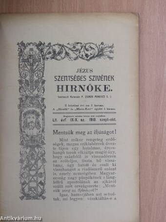 Jézus Szentséges Szivének Hirnöke 1918. szeptember-október