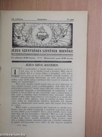 Jézus Szentséges Szivének Hirnöke 1926. szeptember