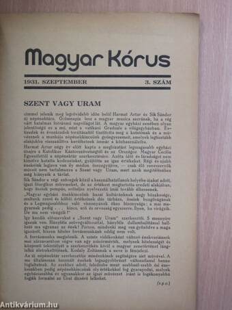 Magyar Kórus 1931. szeptember 