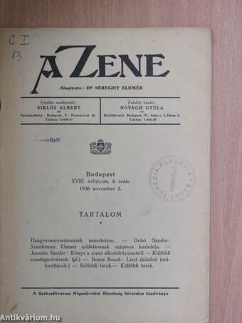 A Zene 1936. november 2.