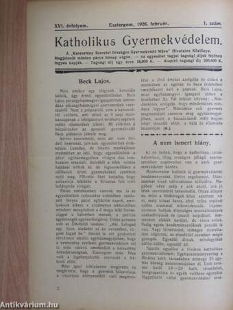 Katholikus gyermekvédelem 1926. február