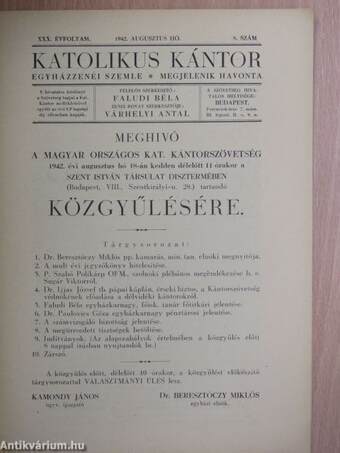 Katolikus kántor 1942. augusztus