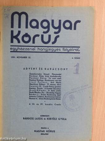 Magyar Kórus 1931. november 22.