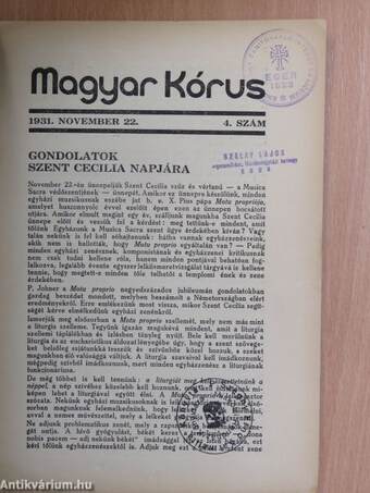 Magyar Kórus 1931. november 22.