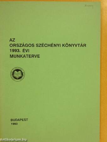 Az Országos Széchényi Könyvtár 1993. évi munkaterve