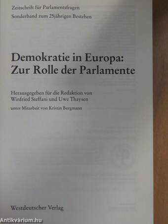 Demokratie in Europa: Zur Rolle der Parlamente