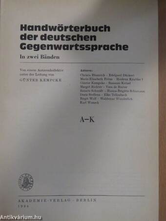 Handwörterbuch der deutschen Gegenwartssprache I-II.