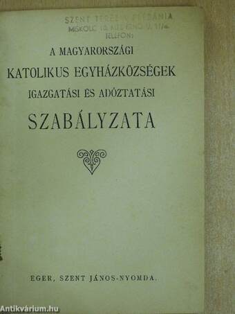 A magyarországi katolikus egyházközségek igazgatási és adóztatási szabályzata