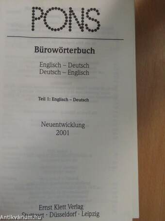 PONS Bürowörterbuch Englisch-Deutsch/Deutsch-Englisch