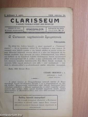 Clarisseum 1926. március 24.