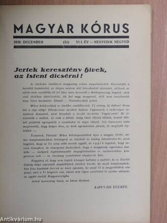 Magyar Kórus 1939. Tél