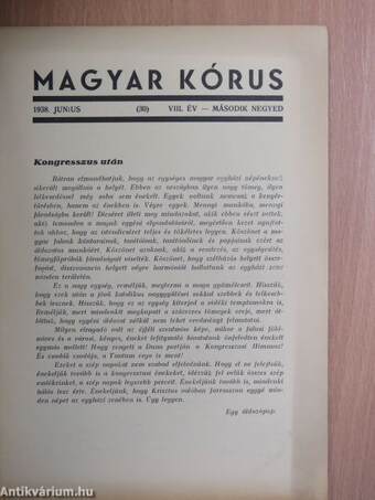 Magyar Kórus 1938. Nyár