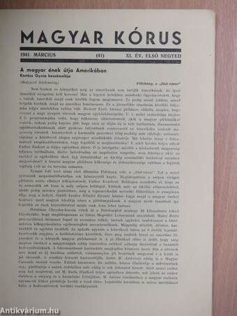 Magyar Kórus 1941. Tavasz