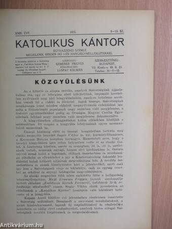 Katolikus Kántor 1935. október-november