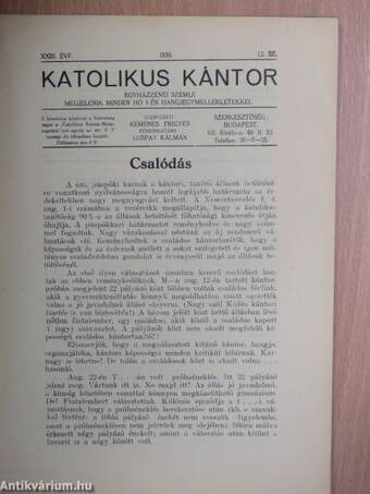 Katolikus Kántor 1935. december