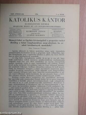 Katolikus Kántor 1936. március-április