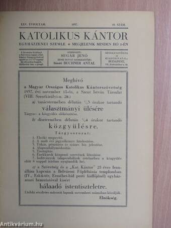 Katolikus Kántor 1937. október