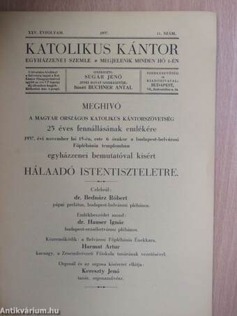 Katolikus Kántor 1937. november