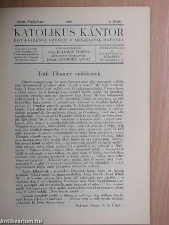 Katolikus kántor 1939. június 