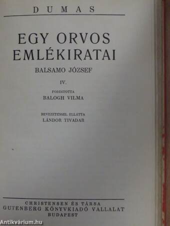 Egy orvos emlékiratai I-XII.