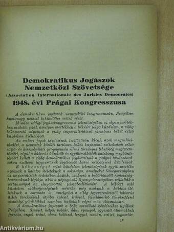 Demokratikus Jogászok Nemzetközi Szövetsége (Association Internationale des Juristes Democrates) 1948. évi Prágai Kongresszusa