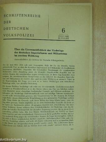 Schriftenreihe der deutschen Volkspolizei Juni 1961