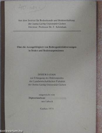 Über die Aussagefähigkeit von Redoxpotentialmessungen in Böden und Bodensuspensionen