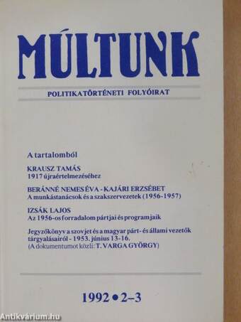 Múltunk 1992/2-3.