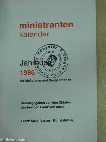 Ministranten Kalender '86