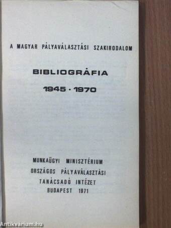 Pályaválasztási Bibliográfia