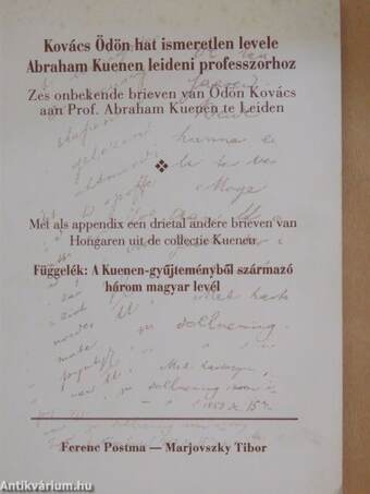 Kovács Ödön hat ismeretlen levele Abraham Kuenen leideni professzorhoz