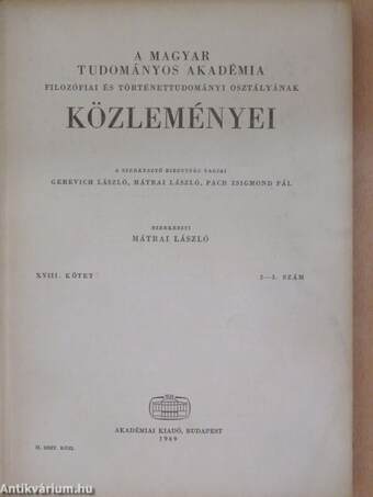 A Magyar Tudományos Akadémia Filozófiai és Történettudományi Osztályának közleményei 1969/2-3.