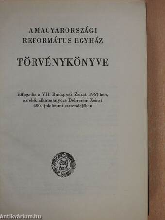 A Magyarországi Református Egyház törvénykönyve