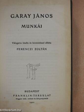 Garay János munkái