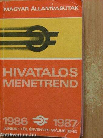 Hivatalos menetrend 1986-1987