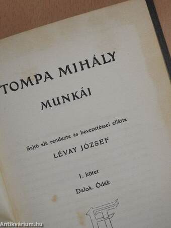 Tompa Mihály munkái I.