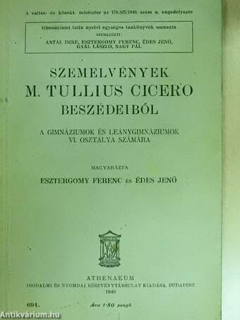 Szemelvények M. Tullius Cicero beszédeiből