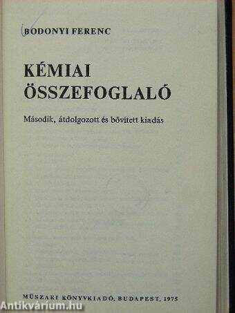 Kémiai összefoglaló