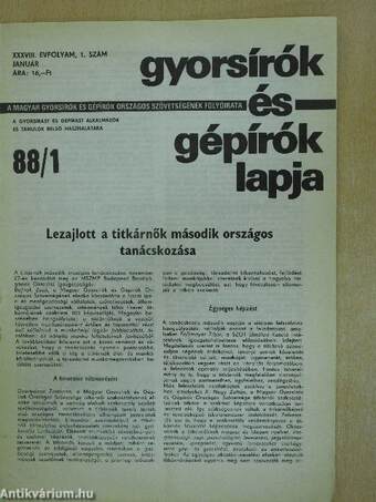 Gyorsírók és Gépírók Lapja 1988. (nem teljes évfolyam)