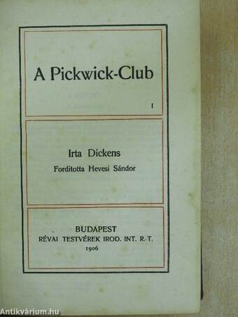 A Pickwick-Club I-II.