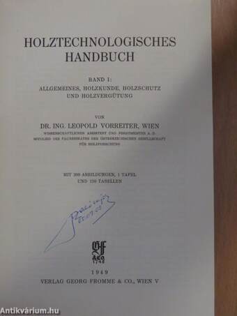 Holztechnologisches Handbuch I.