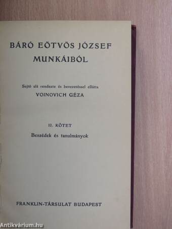 Báró Eötvös József munkáiból II.