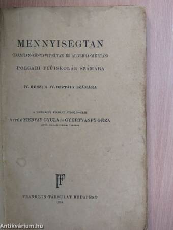 Mennyiségtan IV.