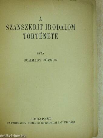 A szanszkrit irodalom története